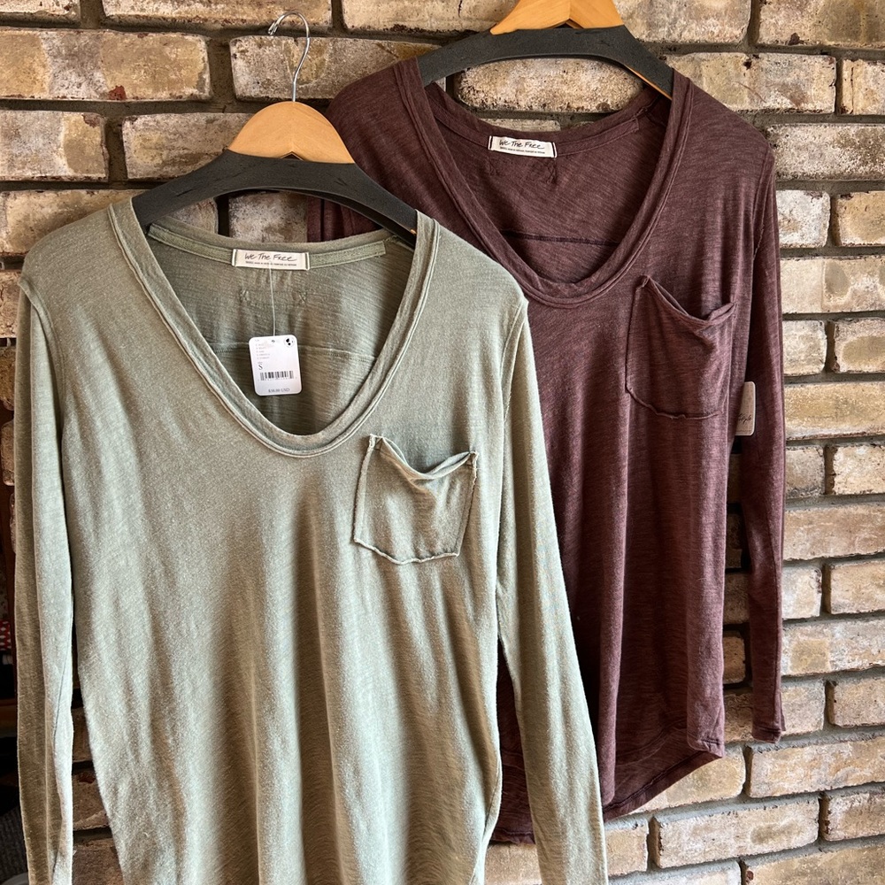 Bundle of 2 Free People We the Free Long Sleeve Betty Tee(s) NWT 🌿